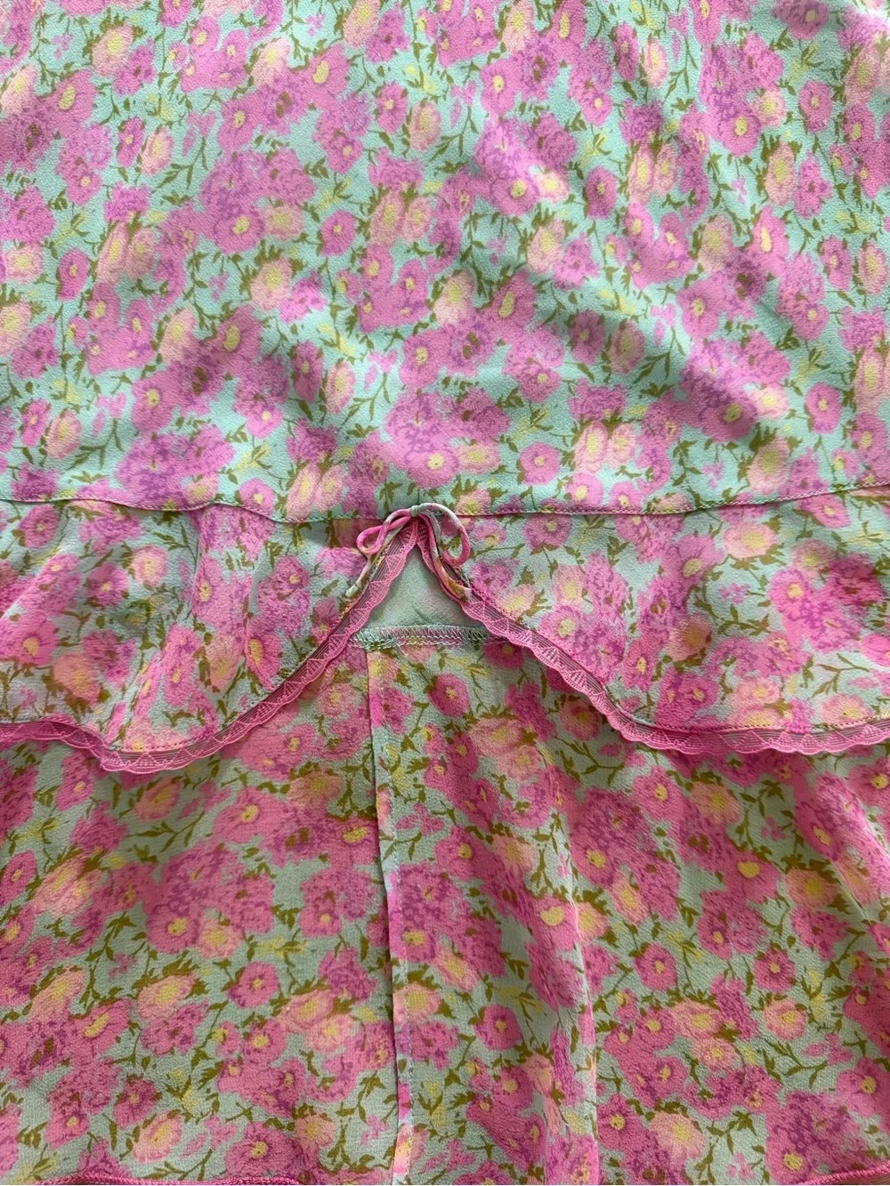 Y2K Sheer Floral Slip Dress Pink Mint Fairy Coquette Small
